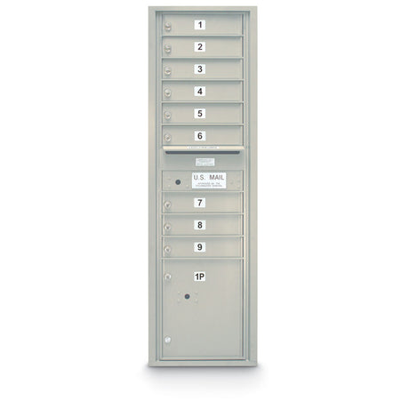 9 Door Standard 4C Std Mailbox with 1 Parcel Door