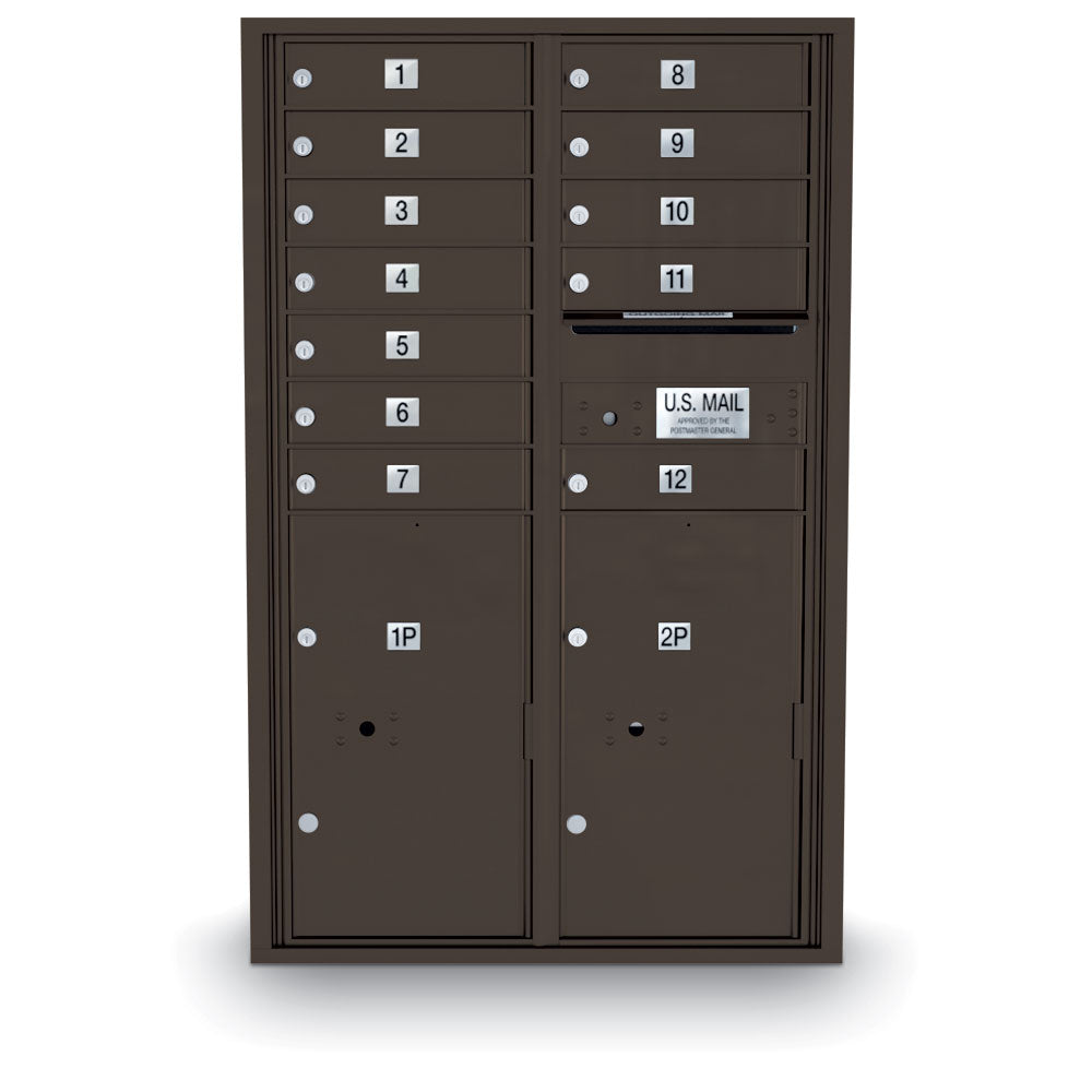 12 Door Standard 4C Mailbox with 2 Parcel Door