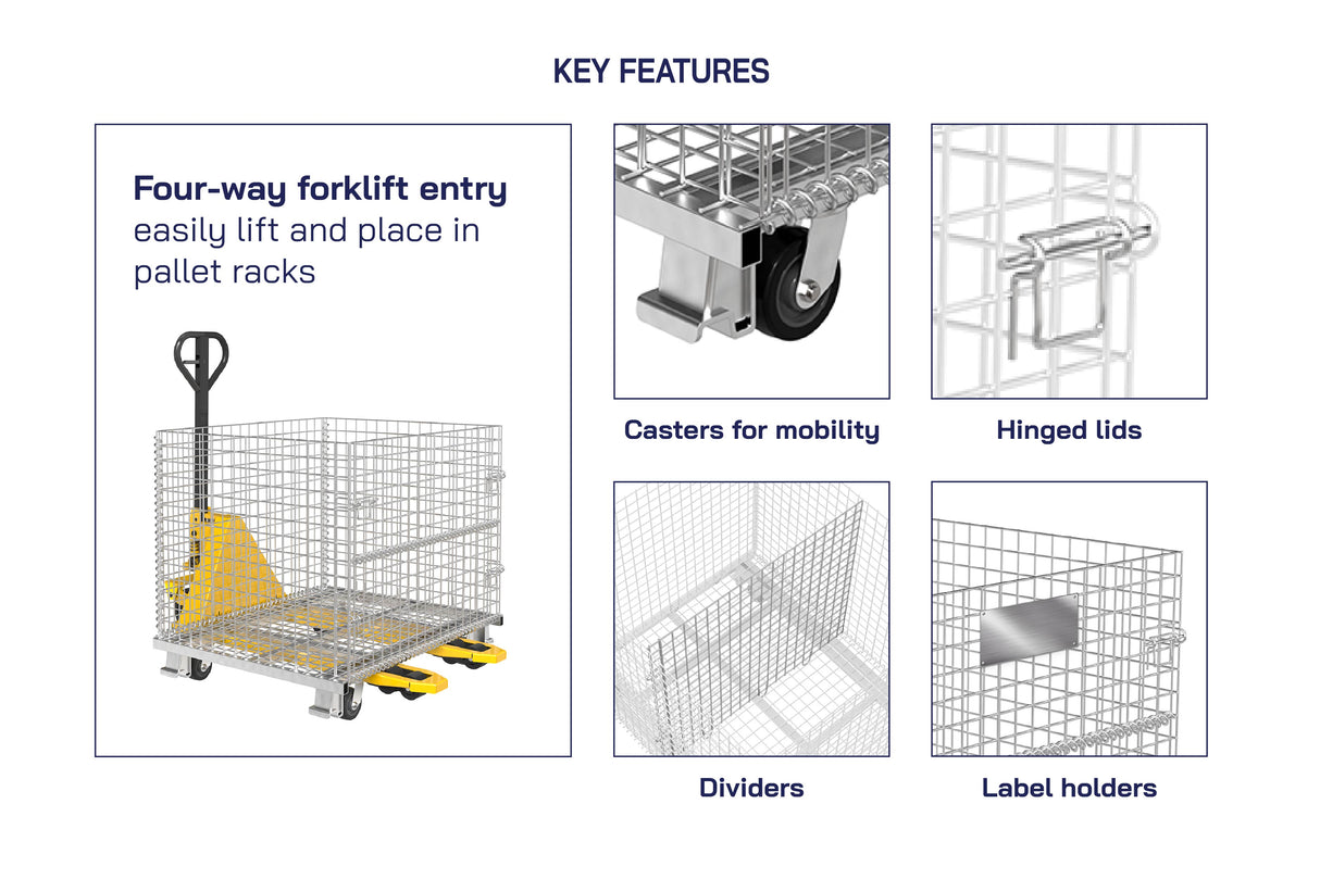 Collapsible Wire Mesh Containers – Stackable Industrial Baskets