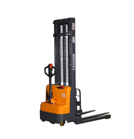 EKKO Lift Electric Straddle Stacker 3,000 lbs Capacity - 118" & 138" Height EB14C-138 EB14C-118