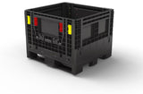 Black collapsible plastic bulk container, 32 x 30 x 25 in
