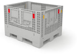 Grey collapsible plastic bulk container, 48 x 40 x 34 in
