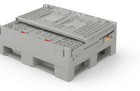Grey 48 x 40 collapsible bulk container folded flat