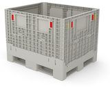 Grey collapsible plastic bulk container, 48 x 40 x 39 in