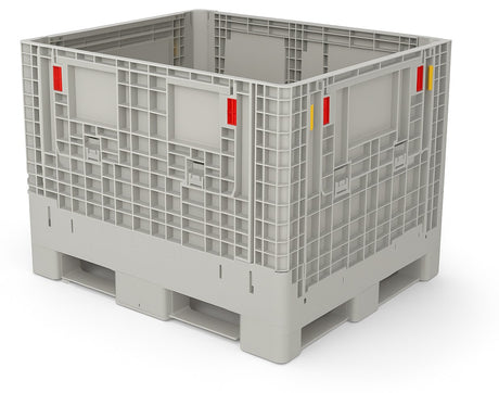 Grey collapsible plastic bulk container, 48 x 40 x 39 in