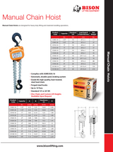 Bison Manual Chain Hoist Premium Galvanized Chain - .5 Ton to 10 Ton - 10 ft and 20 ft Chain