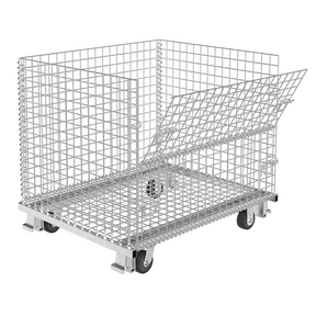 Medium wire mesh container 40x32 with 4-inch casters