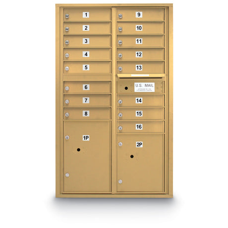 16 Door Standard 4C Std Mailbox with 2 Parcel Lockers - Additional Colors Available