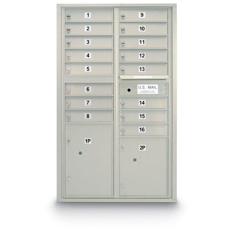 16 Door Standard 4C Std Mailbox with 2 Parcel Lockers - Additional Colors Available