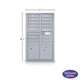 16 Door Standard 4C Std Mailbox with 2 Parcel Lockers - Additional Colors Available