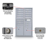 16 Door Standard 4C Std Mailbox with 2 Parcel Lockers - Additional Colors Available