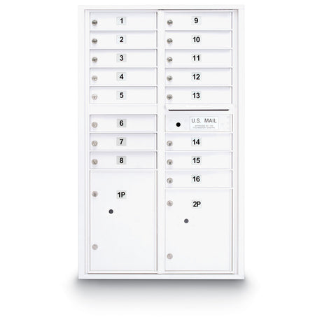 16 Door Standard 4C Std Mailbox with 2 Parcel Lockers - Additional Colors Available