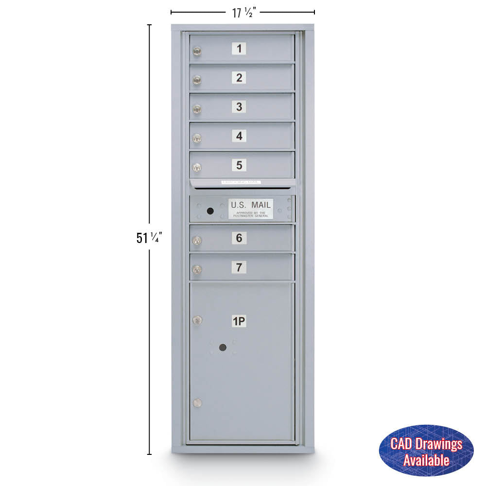 7 Door Standard 4C Mailbox with (1) Parcel Locker