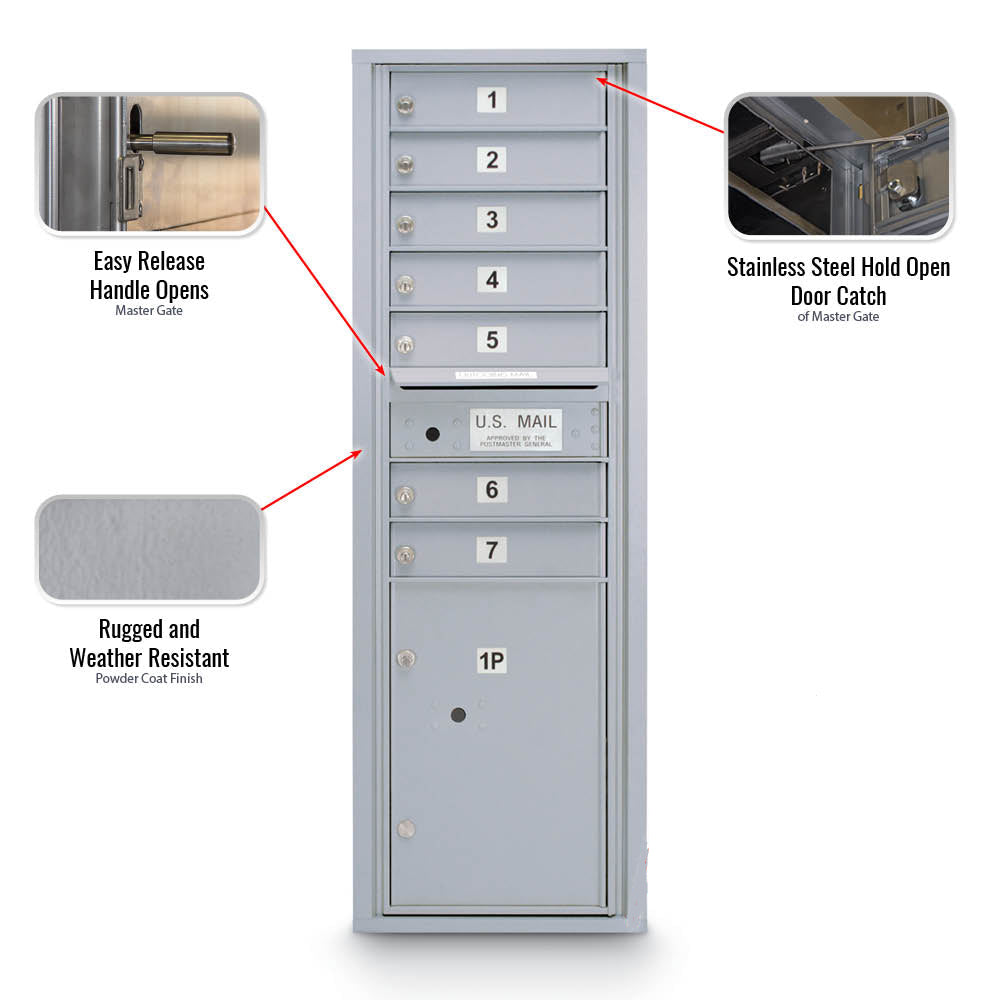 7 Door Standard 4C Mailbox with (1) Parcel Locker