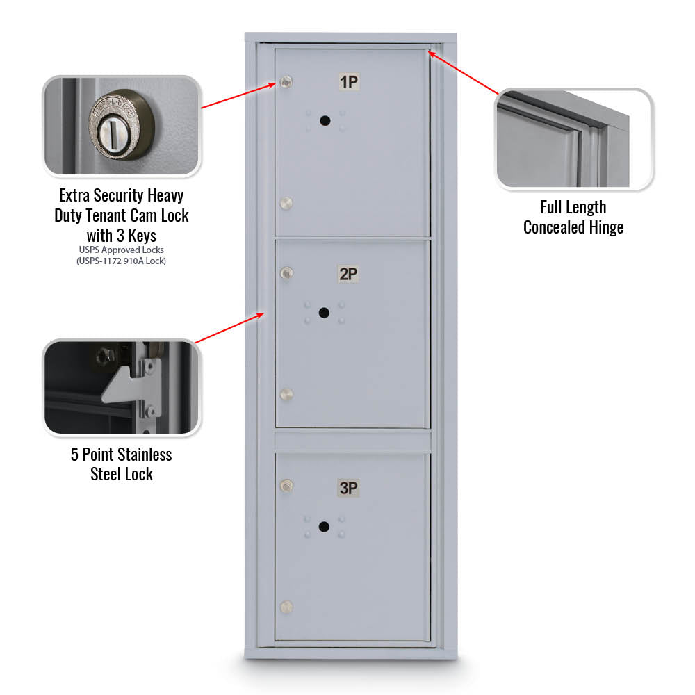 Standard 4C Mailbox with (3) Parcel Lockers