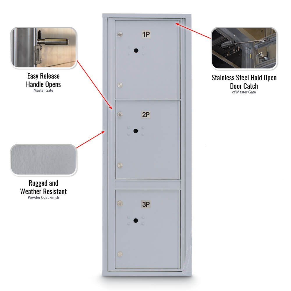 Standard 4C Mailbox with (3) Parcel Lockers