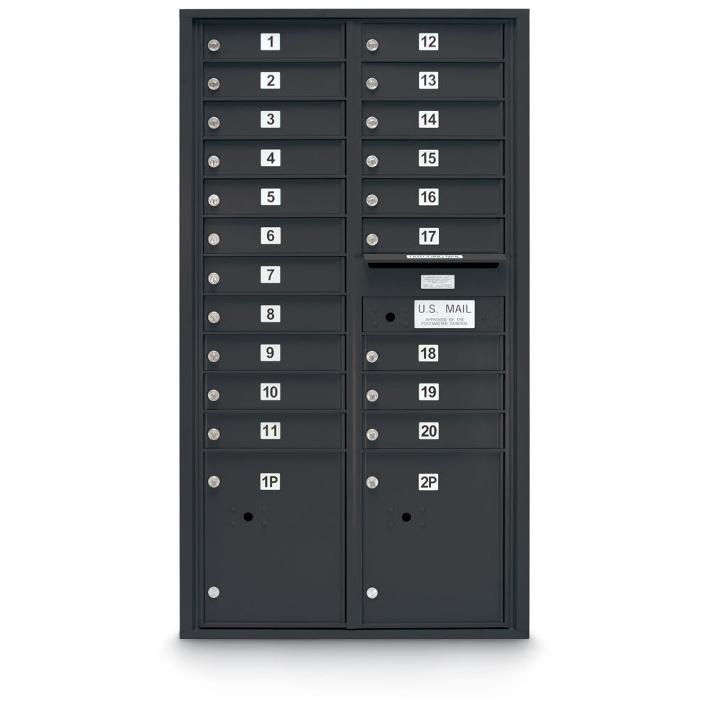 20 Door Standard 4C Mailbox with (2) Parcel Lockers