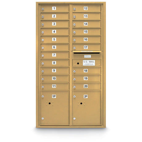 20 Door Standard 4C Mailbox with (2) Parcel Lockers