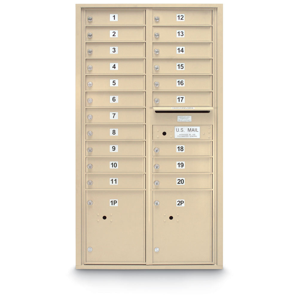 20 Door Standard 4C Mailbox with (2) Parcel Lockers