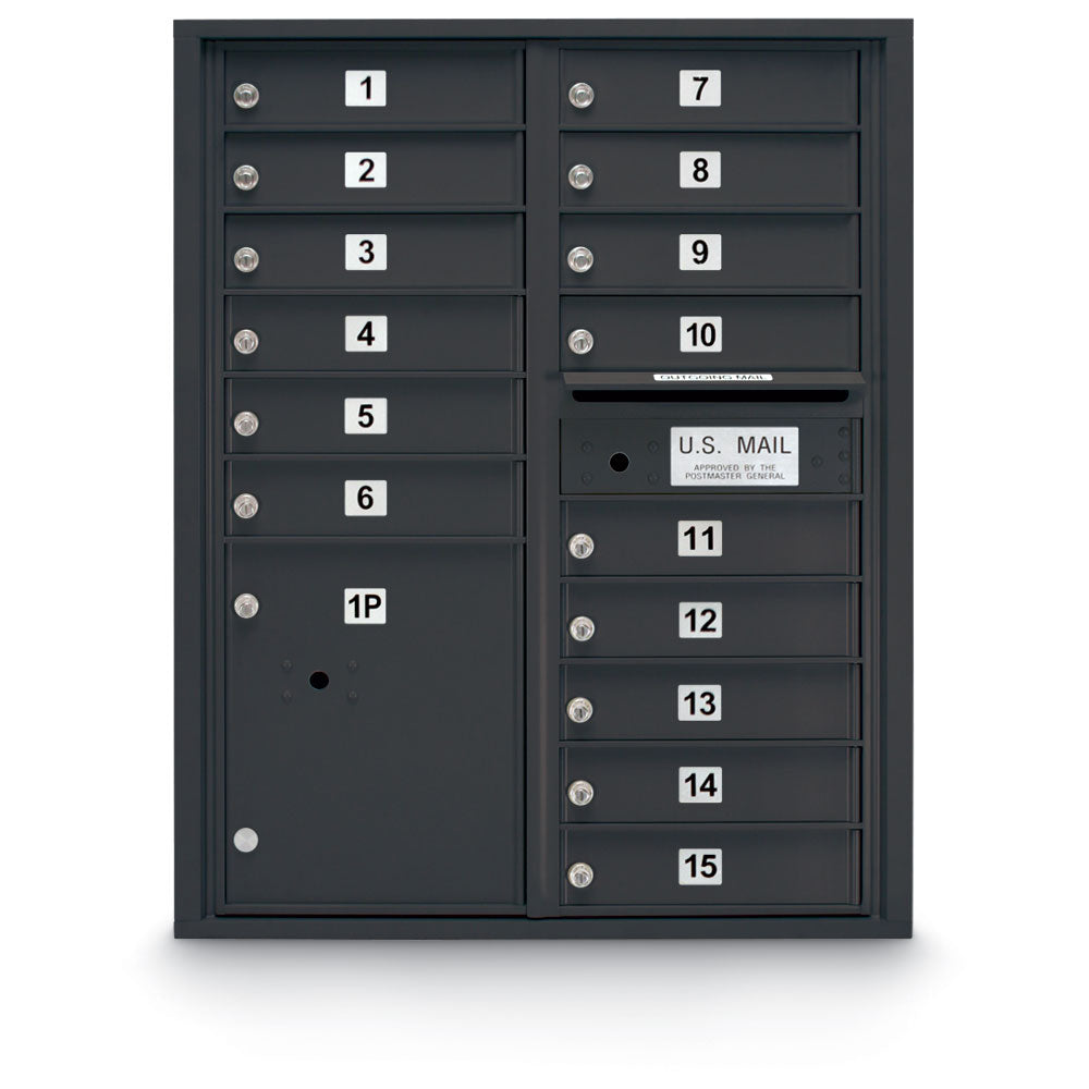 15 Door Standard 4C Mailbox with 1 Parcel Locker - Additional Colors Available