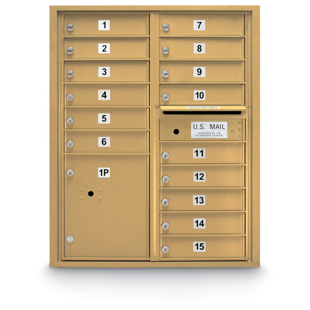 15 Door Standard 4C Mailbox with 1 Parcel Locker - Additional Colors Available