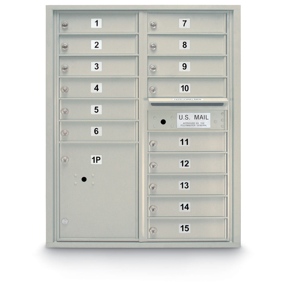 15 Door Standard 4C Mailbox with 1 Parcel Locker - Additional Colors Available