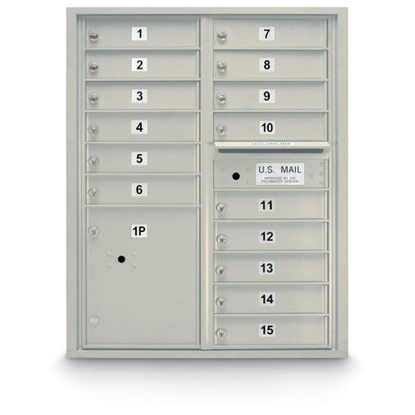 15 Door Standard 4C Mailbox with 1 Parcel Locker - Additional Colors Available