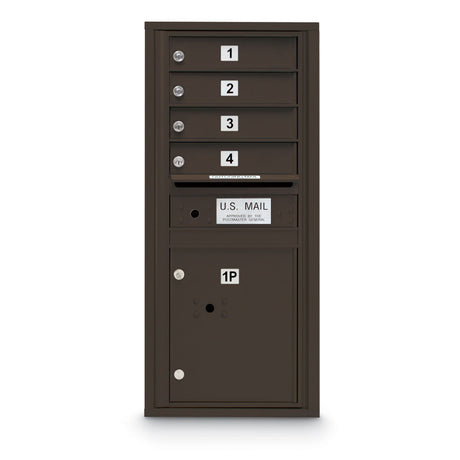 4 Door Standard 4C Mailbox with (1) Parcel Locker