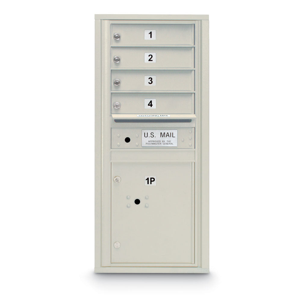 4 Door Standard 4C Mailbox with (1) Parcel Locker