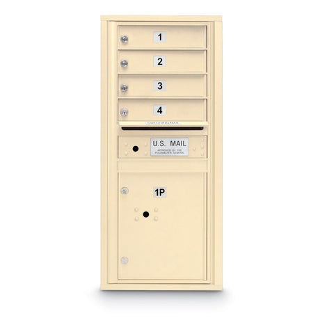 4 Door Standard 4C Mailbox with (1) Parcel Locker