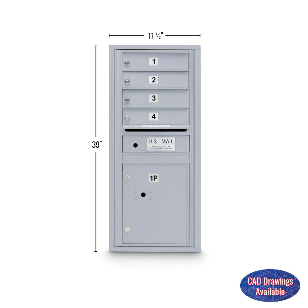 4 Door Standard 4C Mailbox with (1) Parcel Locker