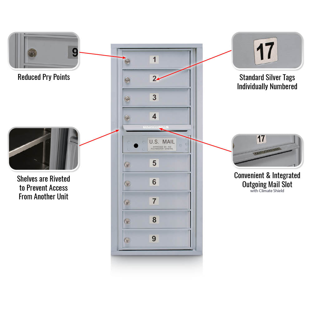 9 Door Standard 4C Mailbox