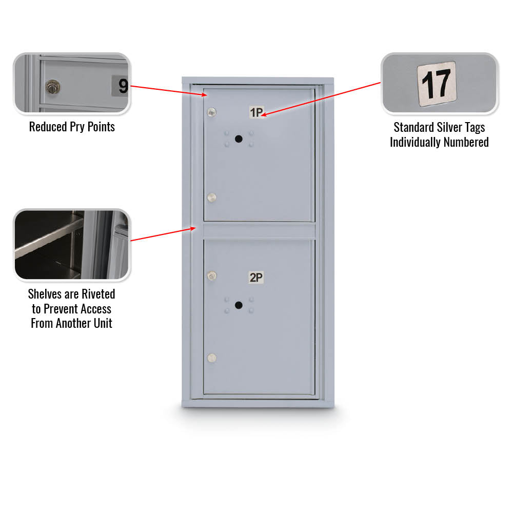 Standard 4C Mailbox with 2 Parcel Lockers - Additional Colors Available