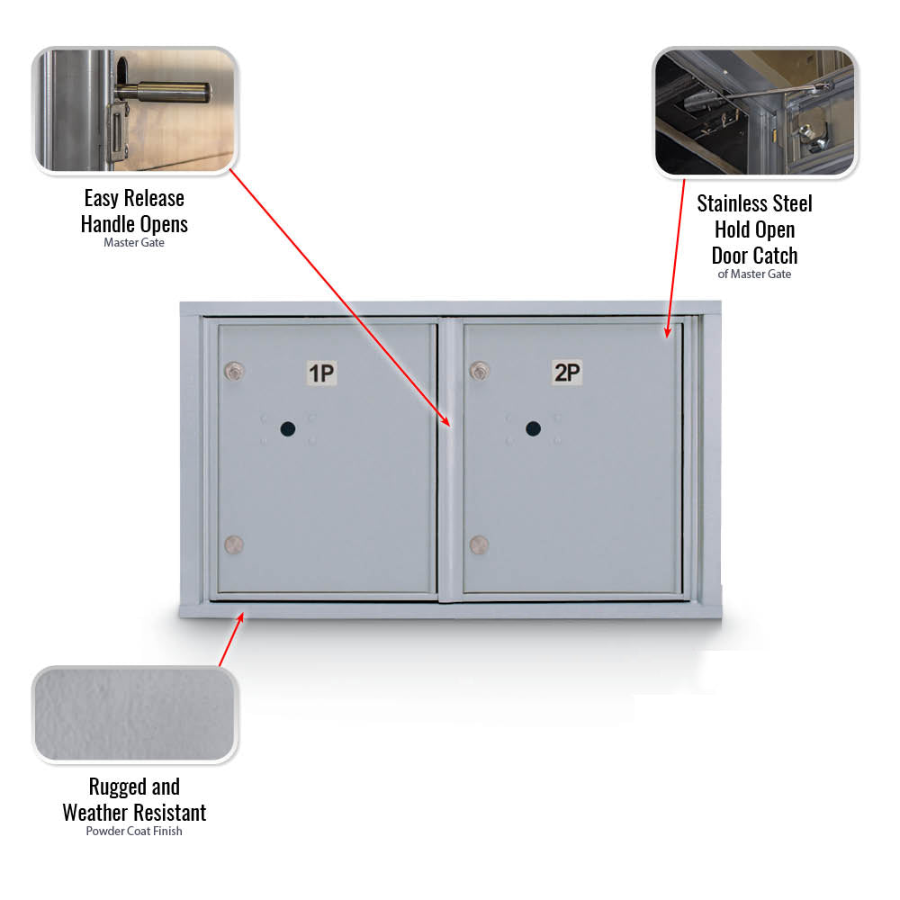 Standard 4C Mailbox with (2 Horizontal) Parcel Lockers - Additional Colors Available