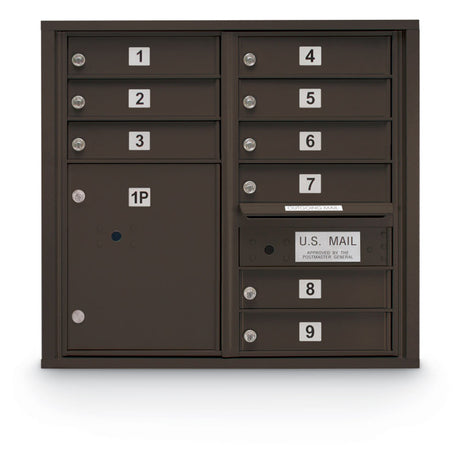 9 Door Standard 4C Mailbox with (1) Parcel Locker