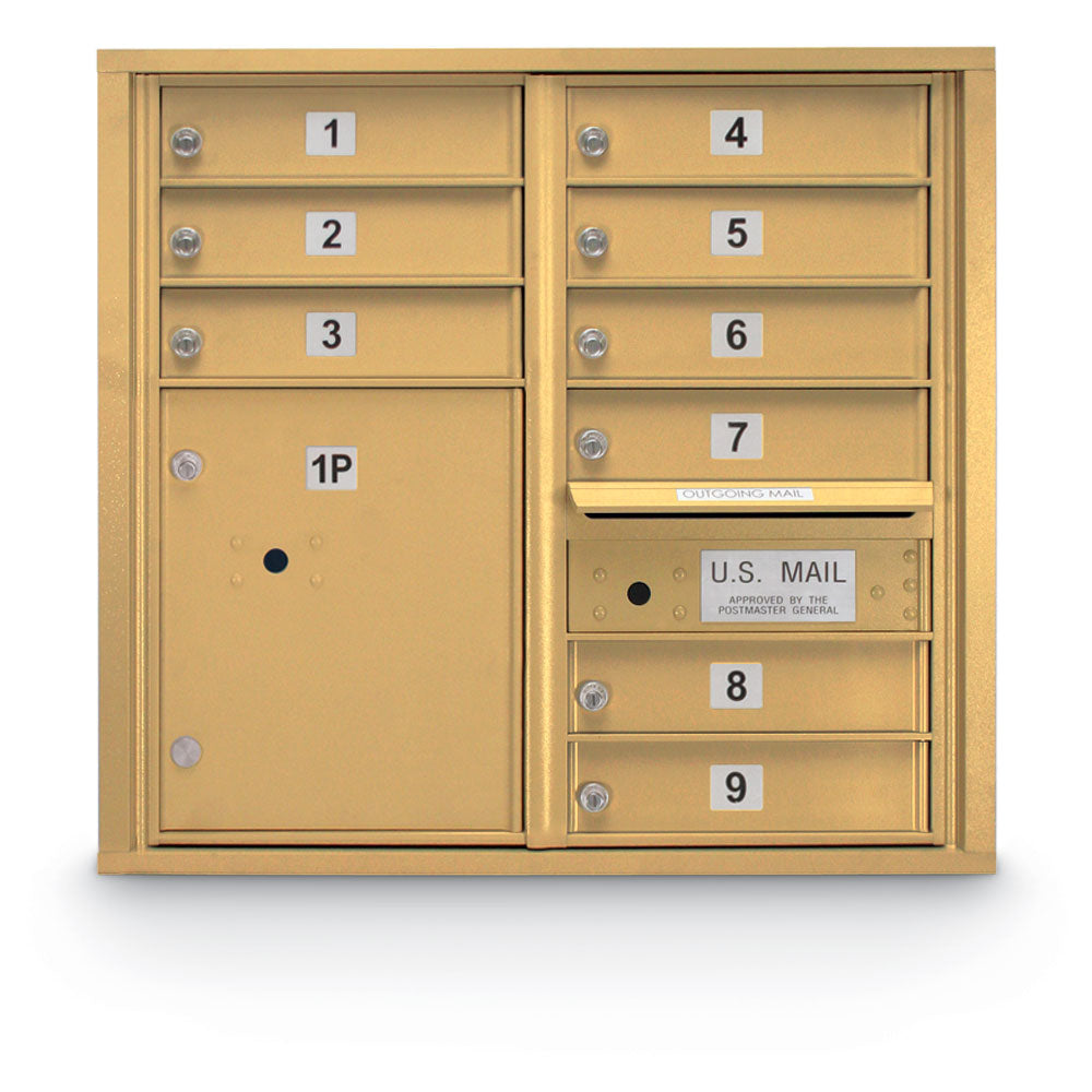 9 Door Standard 4C Mailbox with (1) Parcel Locker