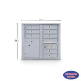 9 Door Standard 4C Mailbox with (1) Parcel Locker