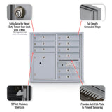 9 Door Standard 4C Mailbox with (1) Parcel Locker