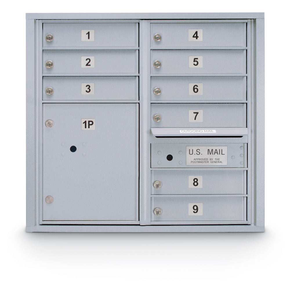 9 Door Standard 4C Mailbox with (1) Parcel Locker