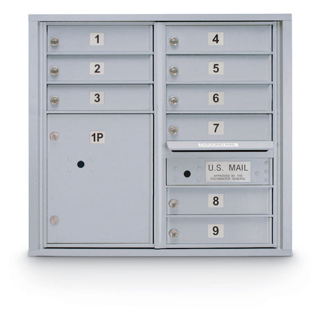 9 Door Standard 4C Mailbox with (1) Parcel Locker