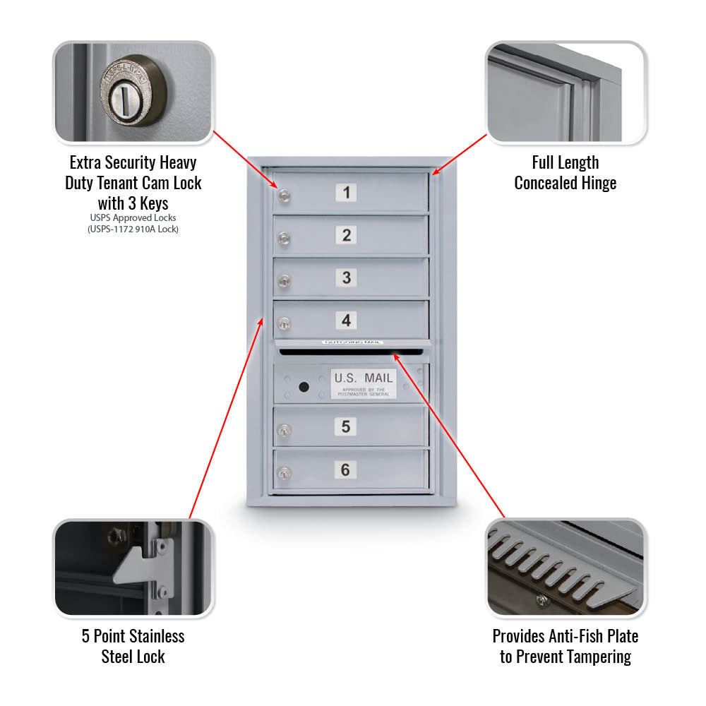 6 Door Standard 4C Mailbox - Additional Colors Available