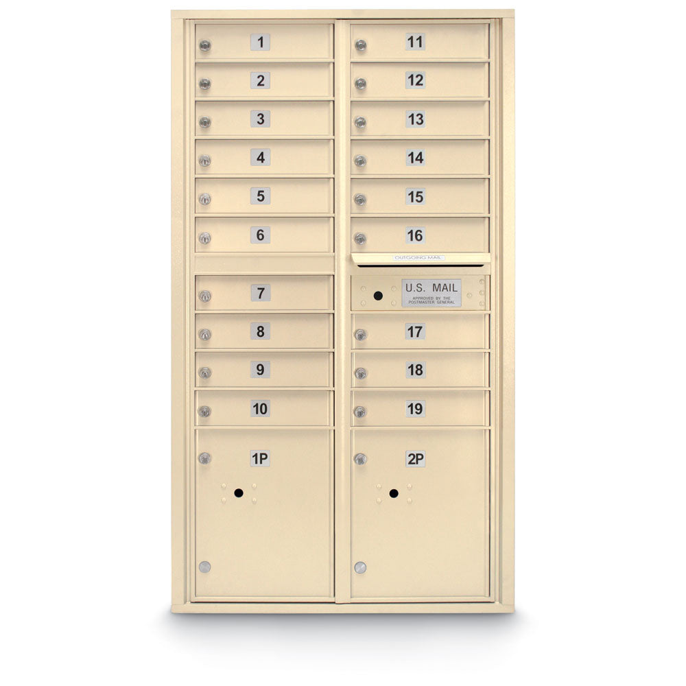 19 Door Standard 4C Mailbox with (2) Parcel Lockers