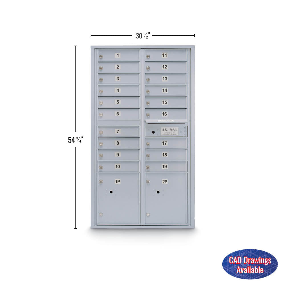 19 Door Standard 4C Mailbox with (2) Parcel Lockers