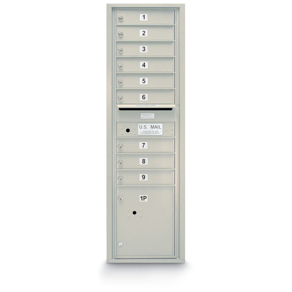 9 Door Standard 4C Mailbox with (1) Parcel Locker - Additional Colors Available