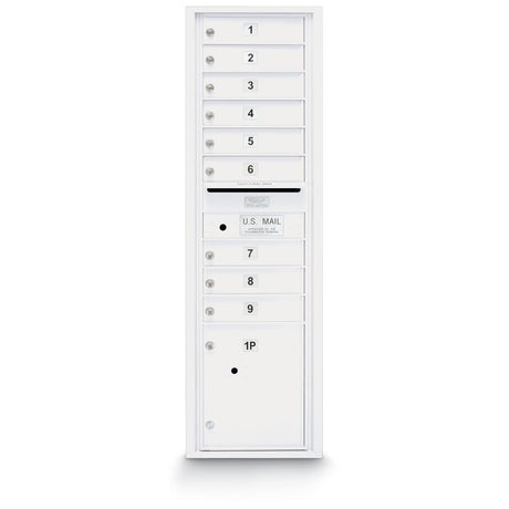 9 Door Standard 4C Mailbox with (1) Parcel Locker - Additional Colors Available