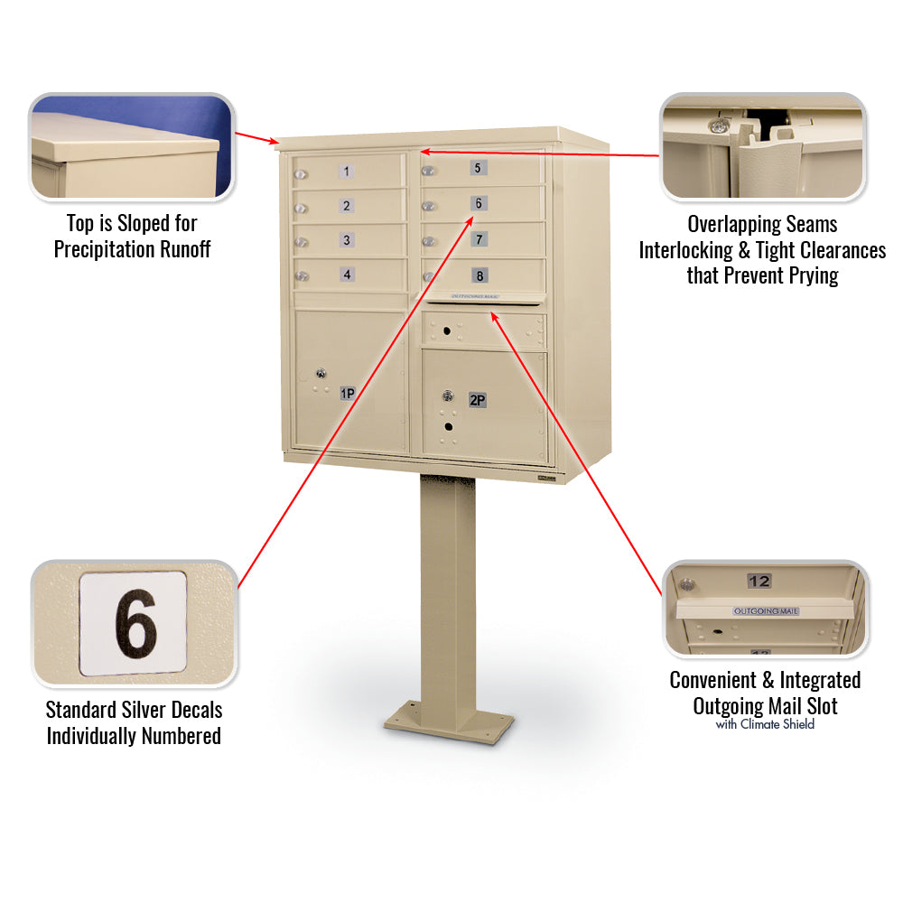 8 Door F-Spec Cluster Box Unit with Pedestal