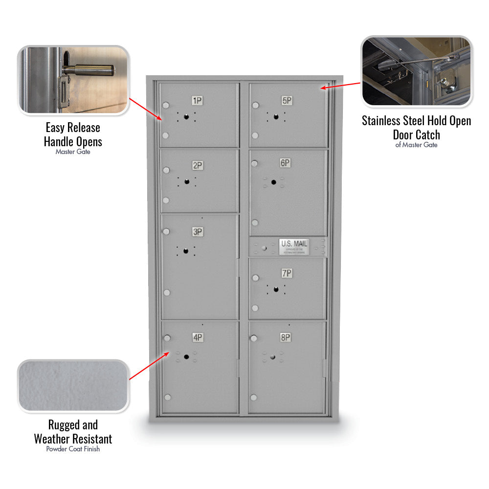 Standard 4C Mailbox With 8 Parcel Lockers