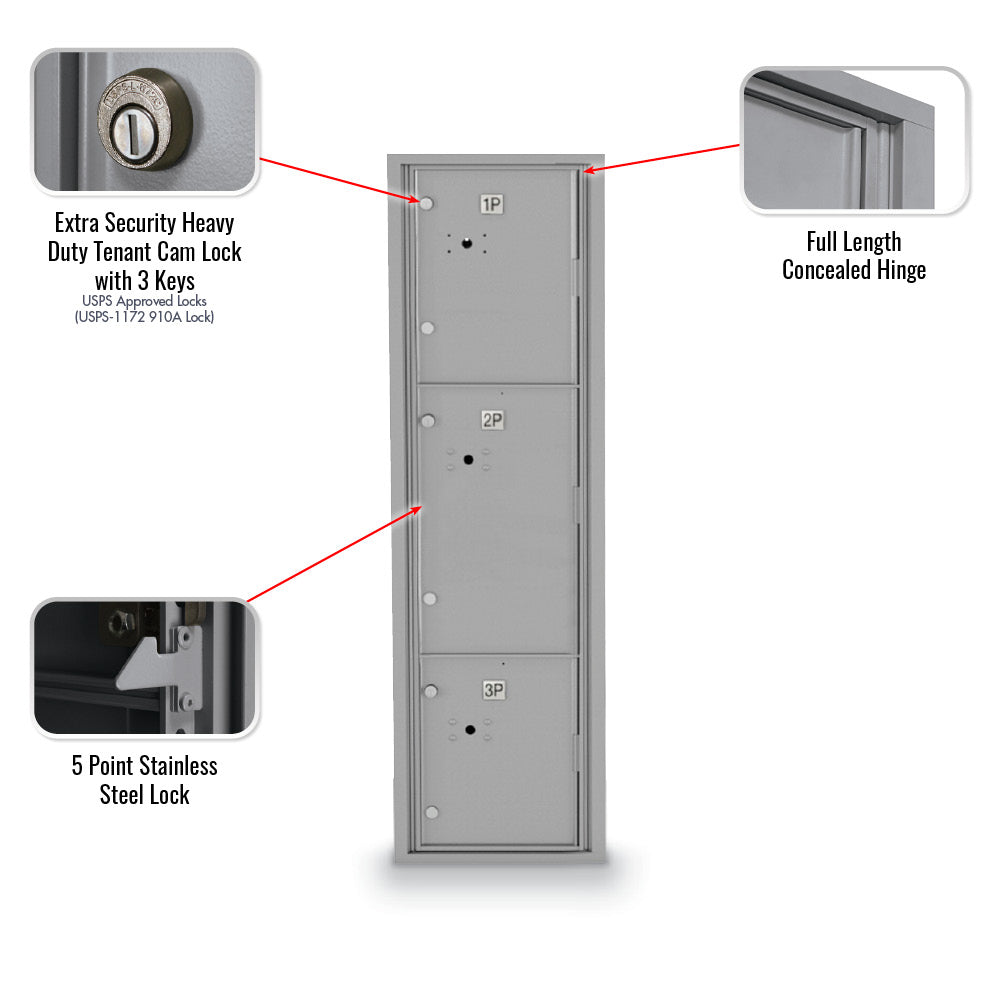 Standard 4C Mailbox with 3 Parcel Lockers 56 1/2"