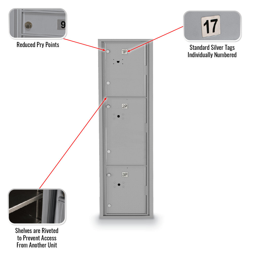 Standard 4C Mailbox with 3 Parcel Lockers 56 1/2"