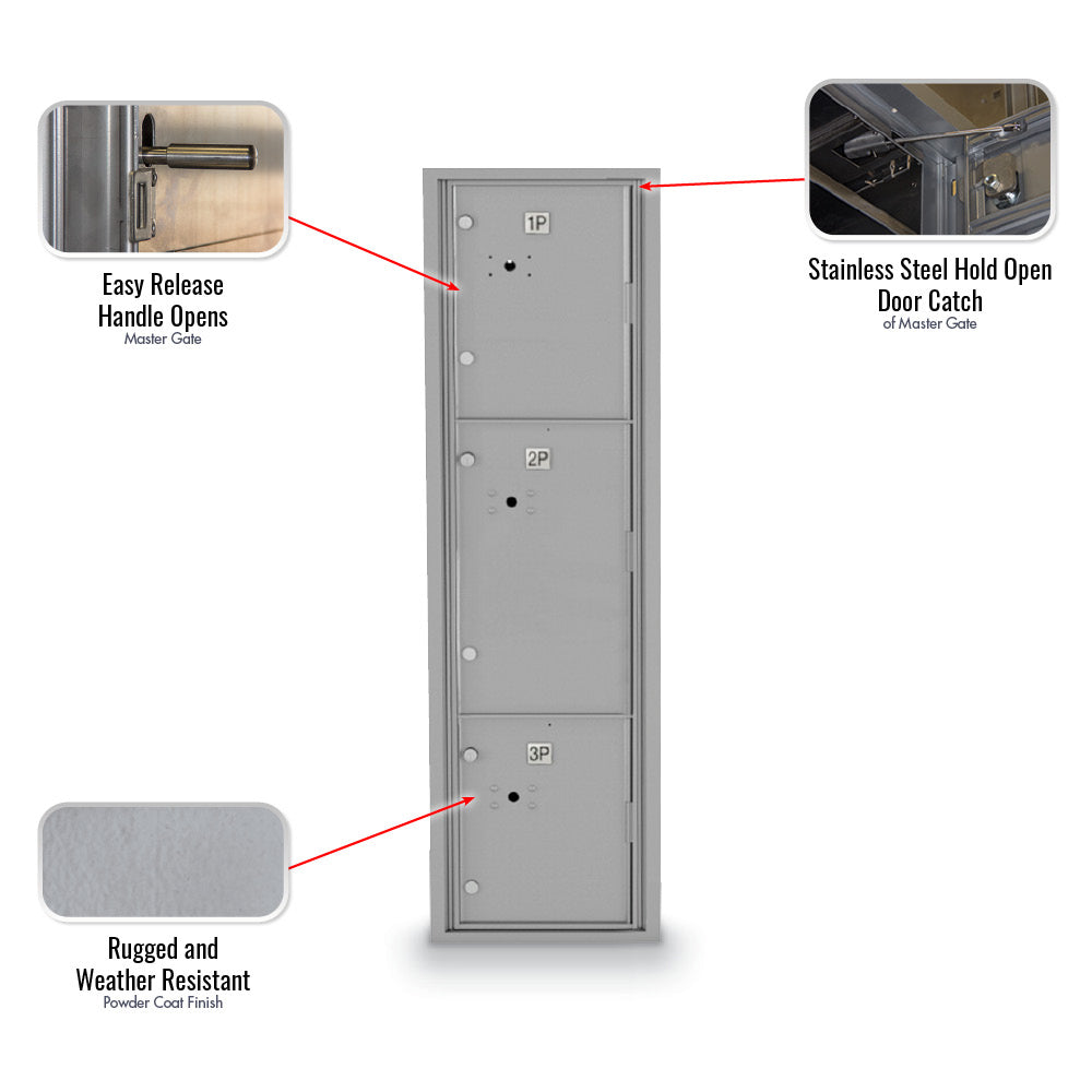 Standard 4C Mailbox with 3 Parcel Lockers 56 1/2"